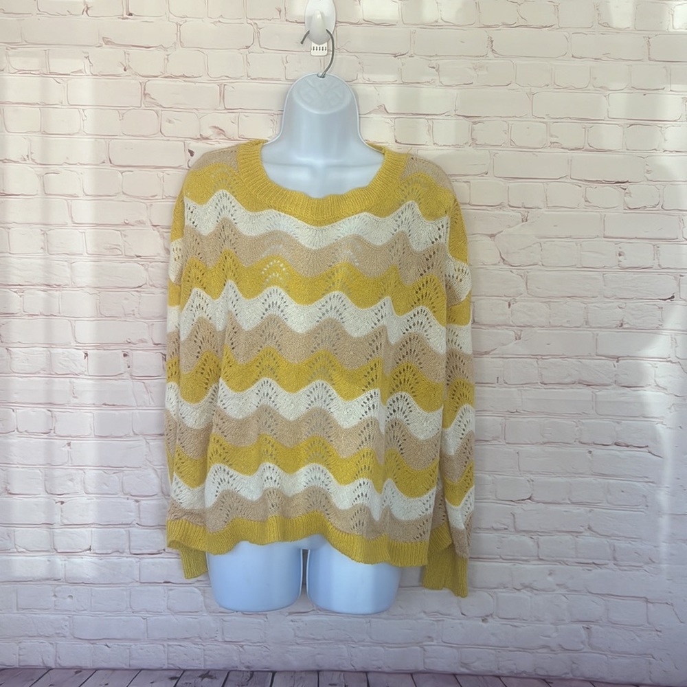 ENTRO Crochet multi colored sweater size small oversized fit - Picture 2 of 9